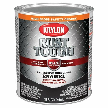 KRYLON Rust Tough  Gloss Anti-Rust Safety Color Rust Control Enamel, Safety Orange, 1 Qt. K09767008